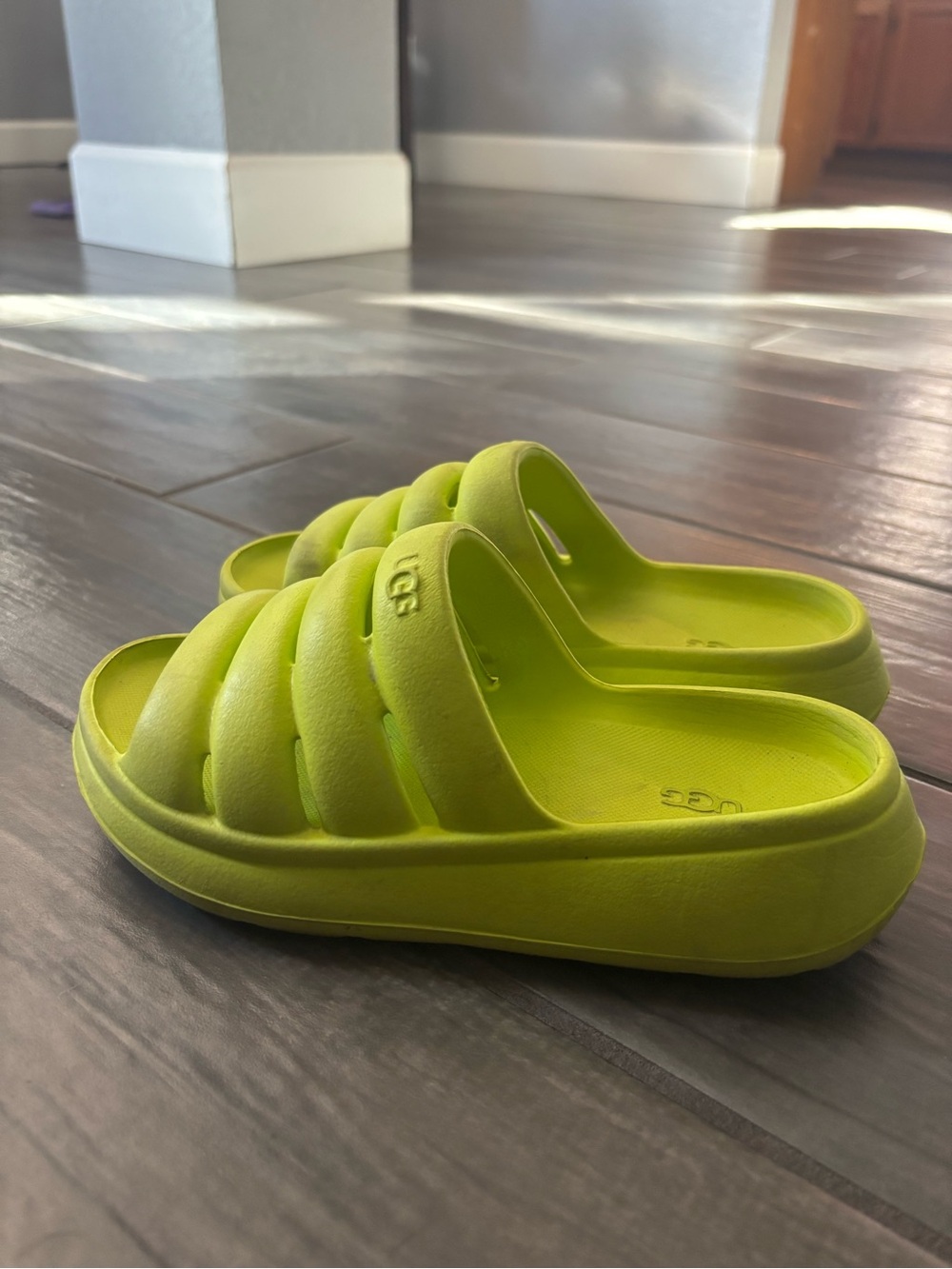 Kids Lime Green Slide Sandals